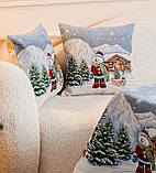 Новорічна наволочка на подушку 45х45 см, гобеленова, фото 4