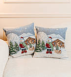 Новорічна наволочка на подушку 45х45 см, гобеленова, фото 3