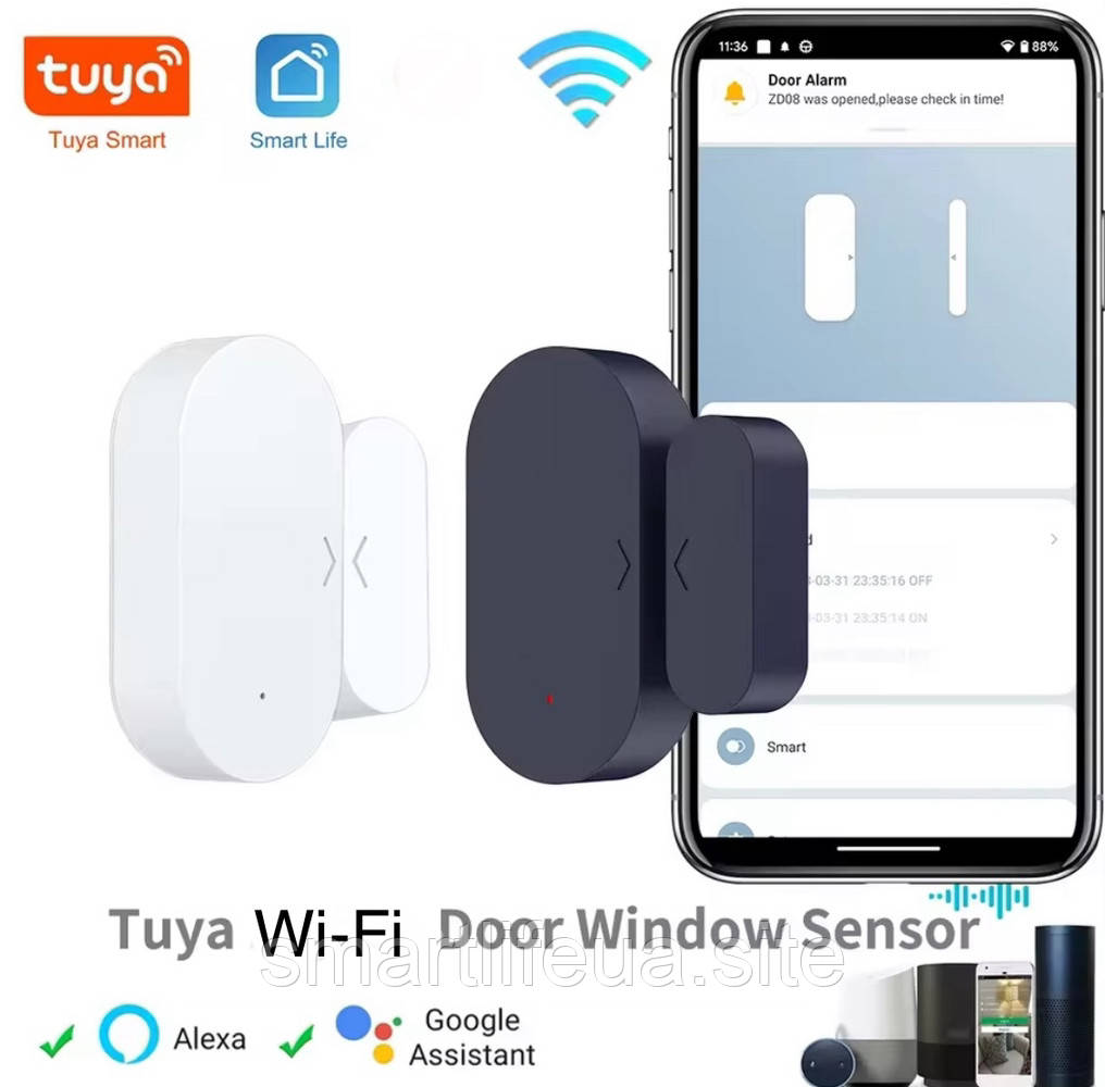 Датчик відкриття дверей та вікон "ч\б" (Wi-FI) Tuya Smart Life UA ...