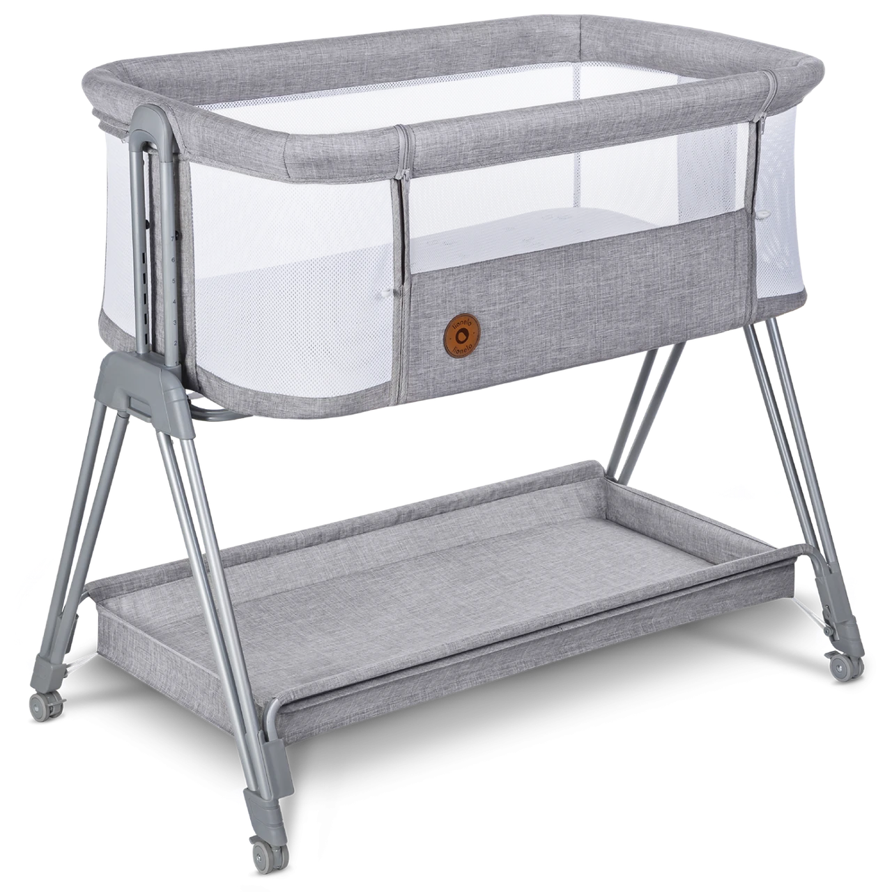 Ліжечко приставне Lionelo LUNA GREY CONCRETE, фото 1