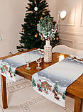 Доріжка на стіл Новорічна, 37x100 см., гобелен з срібним люрексом, фото 3