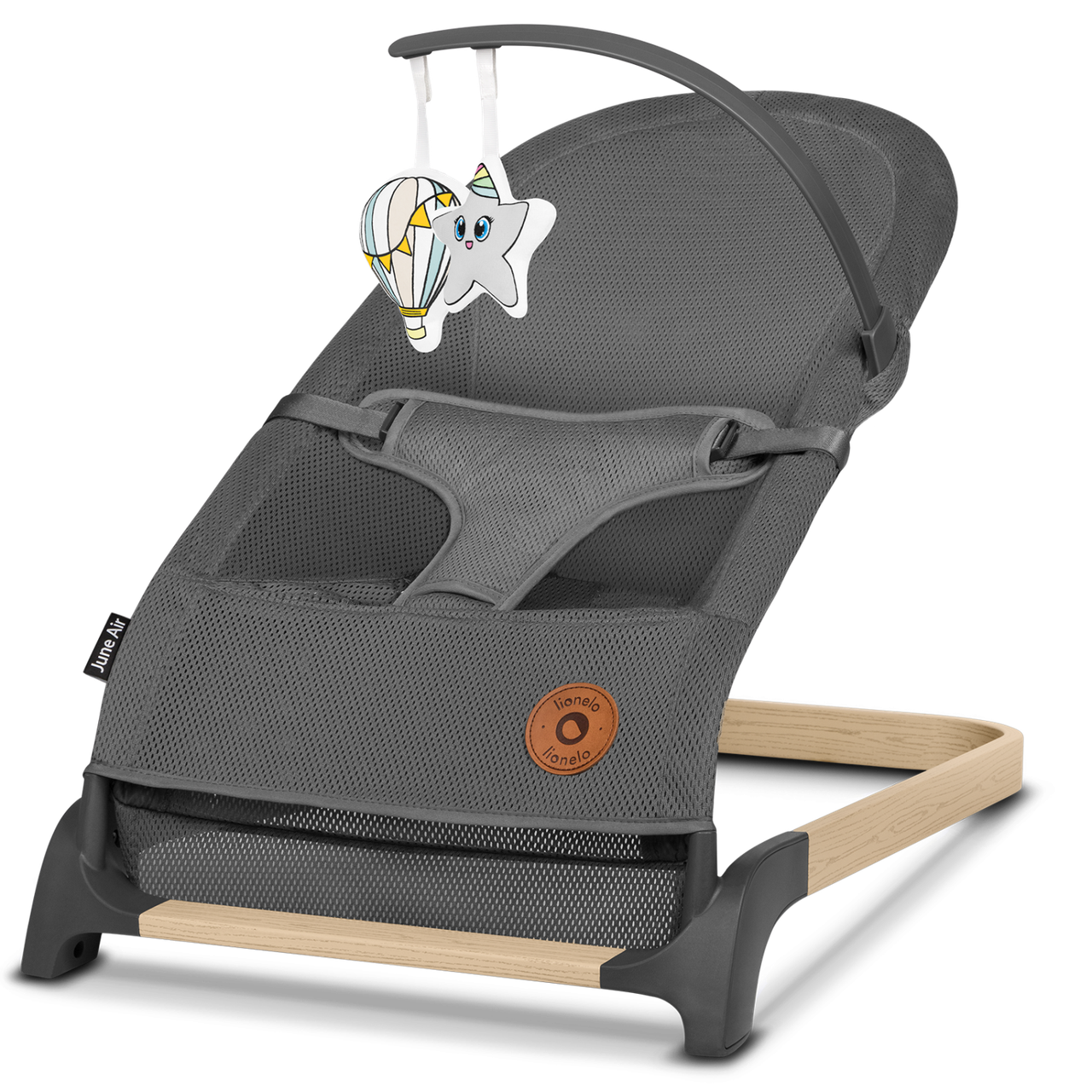 Дитячий шезлонг Lionelo JUNE AIR GREY GRAPHITE, фото 1