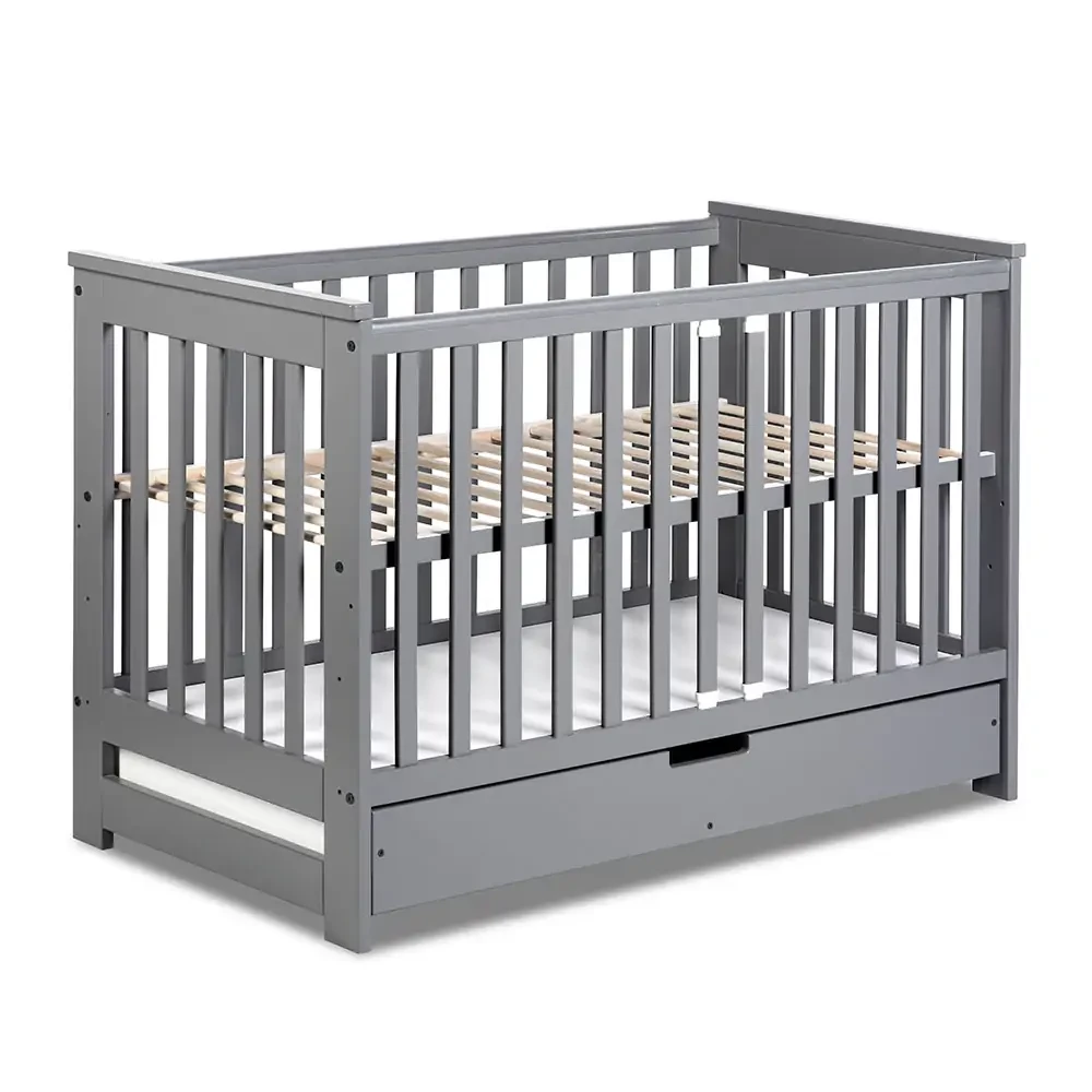 Дитяче ліжечко KLUPS IWO Graphite з ящиком та  перегородкою, фото 1
