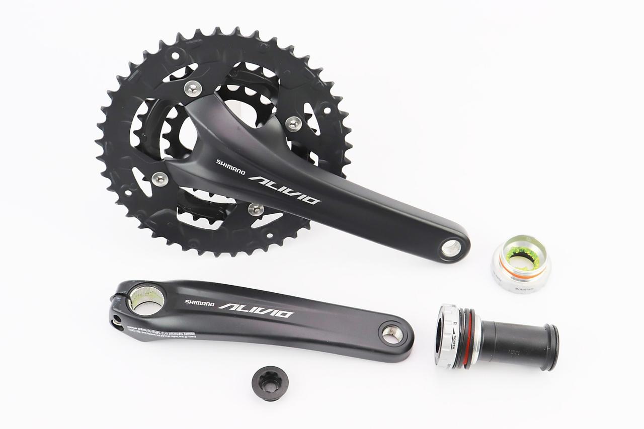 Шатуни "Hollowtech II" 175мм, 44.32.22T MTB+каретка SM-BB52, інтегрована вісь 24мм, алюмінієві, чорні ALIVIO FC-M4060,, фото 1