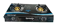 Настільна газова плита Rainberg RB-2231. Плита для дому на балонному газі. Кухонна плитка на 2 конфорки.