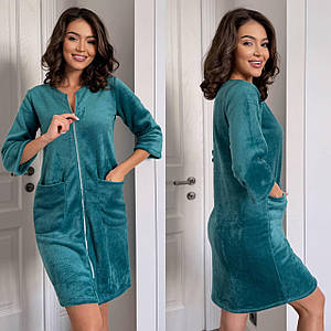 Жіночий велюровий халат на блискавці новинка 2024