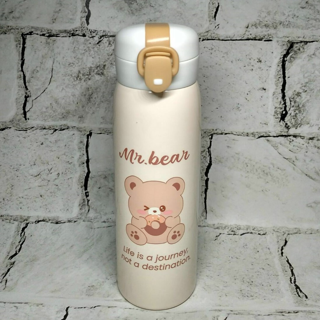 Термос дитячий з поїлкою Ведмедик 500 мл 22х6,5 см Бежевий 102-32
