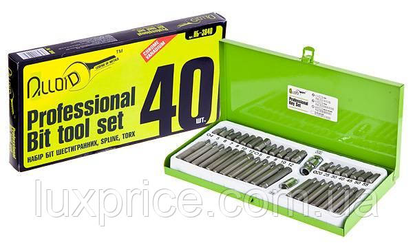 Набір біт: шестиганних, SPLINE, TORX 40 од. Alloid НБ-3840    Luxprice, фото 1