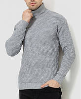 Светр чоловічий Triko щільний зимовий теплий однотонний комір хомут з ​​відворотом сірий