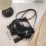 Жіноча сумка 2763 багет крос-боді чорна, фото 8