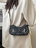 Жіноча сумка 2763 багет крос-боді чорна, фото 4