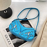 Жіноча сумка 2763 багет крос-боді блакитна, фото 2
