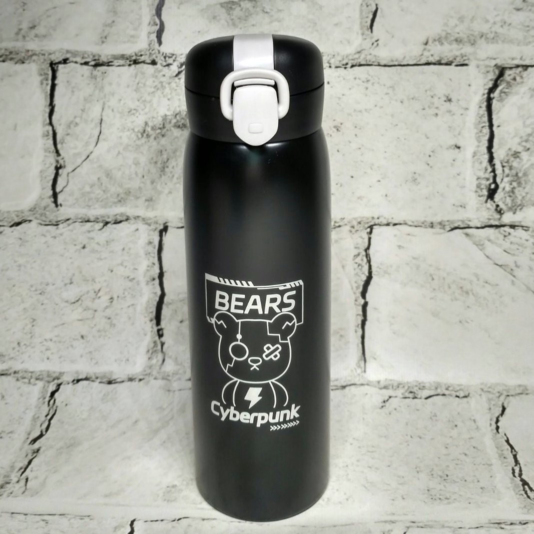 Термос дитячий з поїлкою Кyberpunk Bears 500 мл 22х6,5 см Чорний 102-16-3