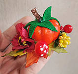 Гарбуз заколка з гарбузом з Гарбузиками Гарбузики заколки Гарбуза Резинки Осінні бантики тыква Свято гарбуза, фото 2