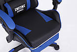 Комп'ютерне крісло з підставкою для ніг + 2 подушки INFINI ESPACE Чорно-синє, фото 8