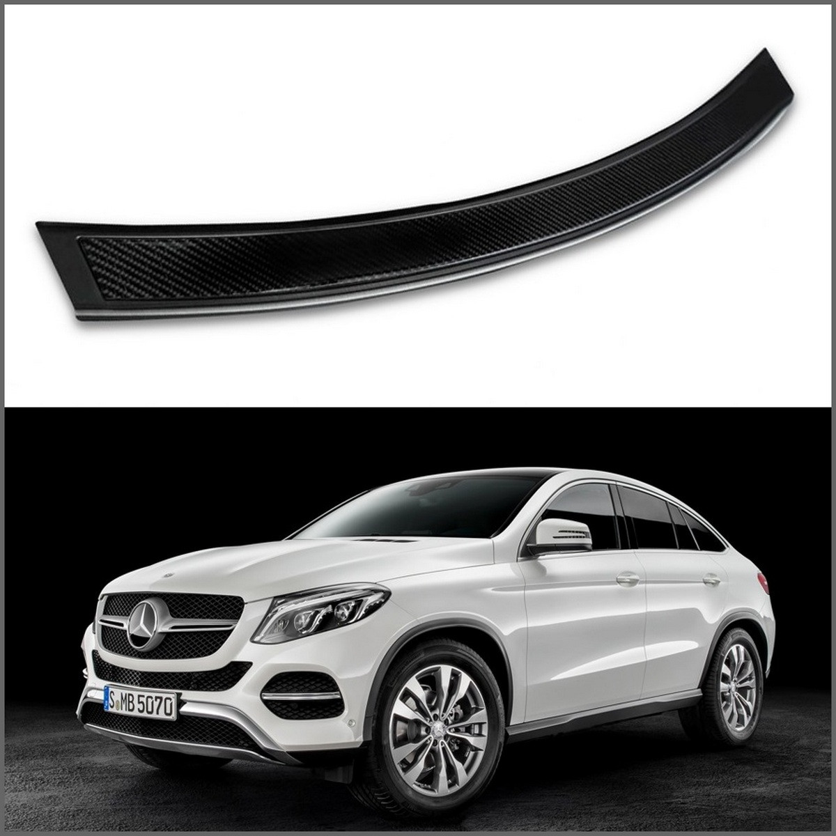 Захисна накладка на задній бампер для Mercedes-Benz GLE-Coupe C292 2015-2019 /карбон+нерж.сталь/