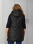 Женский черный удлиненный стеганый жилет, фото 2