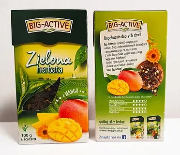 Чай зелений листовий розсипний Big-Active з манго, 100 г, Польща