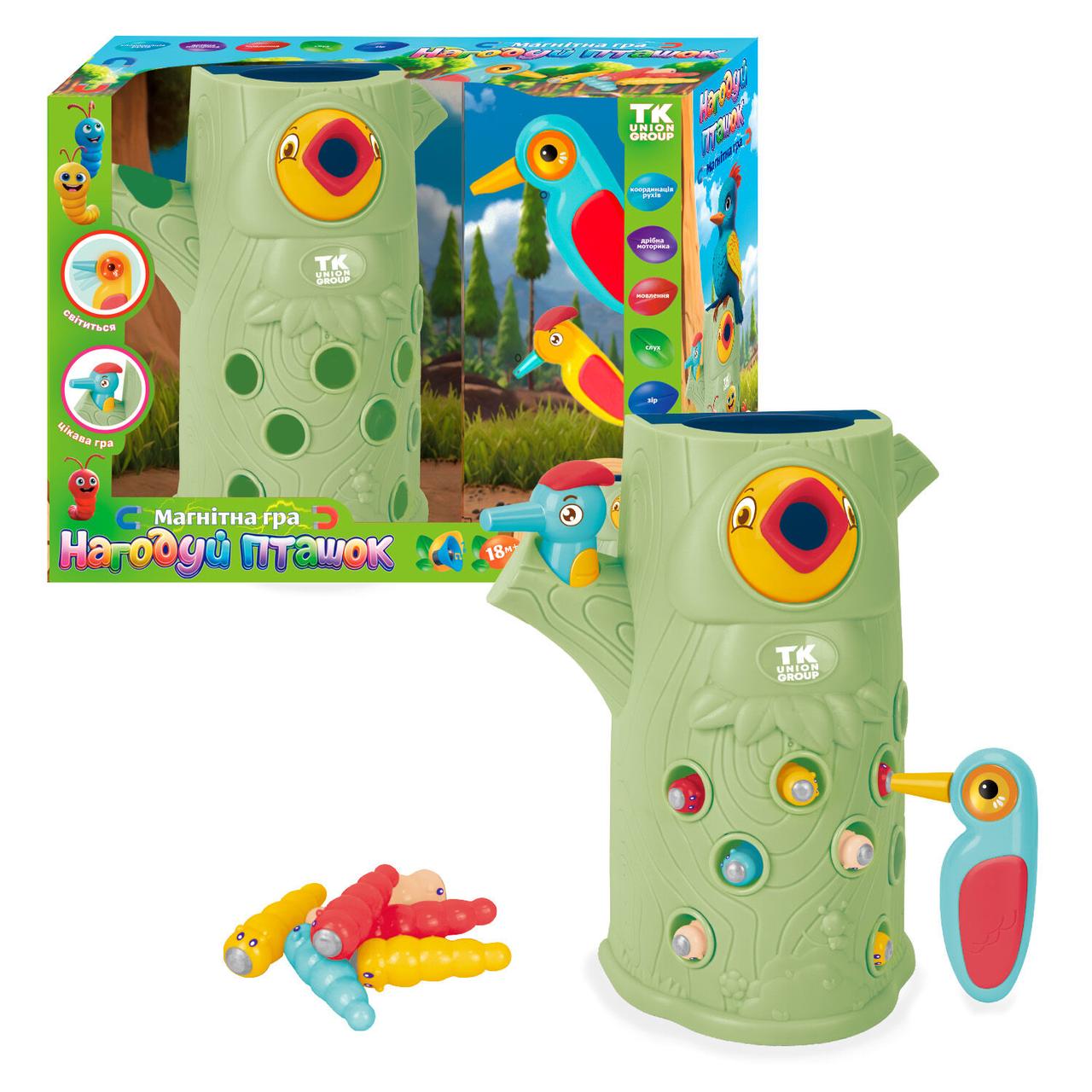 Магнітна гра Нагодуй Пташок TK Group звук підсвічування мелодія 2 пташки 9 черв’ячків в кор 31*11*24см (75583), фото 1