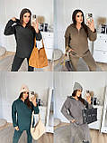 Кавовий теплий жіночий костюм із капюшоном із флісу батал, фото 7
