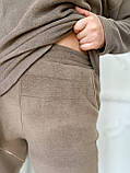 Кавовий теплий жіночий костюм із капюшоном із флісу батал, фото 6