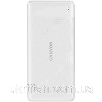 Оригінал! Батарея універсальна Canyon PB-109 10000 mAh PD/18W QC/3.0/20W White (CNE-CPB1009W) - Вища Якість!, фото 1