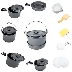 Алюмінієвий кемпінговий набір посуду на 3 особи (4 каструлі, сковорода та столове приладдя)