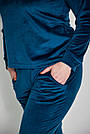 Комплект домашній ВЕЛЮРОВИЙ 2-ка БАТАЛ штани кофта СМАРАГД, фото 4