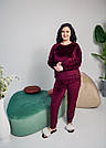 Комплект домашній ВЕЛЮРОВИЙ 2-ка БАТАЛ штани кофта БОРДО 618, фото 6
