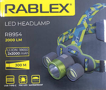 RB  954  Ліхтарик Rablex RB-954 LED USB (P50) 15000W на голову (100 шт)