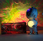 Нічник зоряне небо космонавт із місяцем і колонкою 2в1 світильник проєктор астронавт з ефектом галактики, фото 4