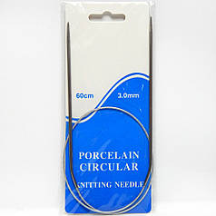 Спиці кругові в'язальні на тросі, завд. 60 см, 3 мм