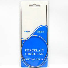 Спиці кругові в'язальні на тросі, завд. 60 см, 2,5 мм