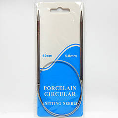 Спиці кругові в'язальні на тросі, завд. 60 см, 5 мм