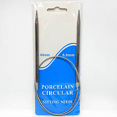 Спиці кругові в'язальні на тросі, завд. 60 см, 6 мм