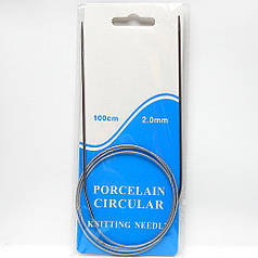 Спиці для в'язання кругові на тросі, довж. 100 см, 2 мм