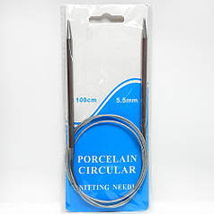 Спиці для в'язання кругові на тросі, довж. 100 см, 5,5 мм