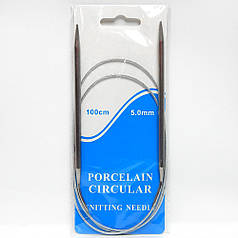 Спиці для в'язання кругові на тросі, довж. 100 см, 5 мм