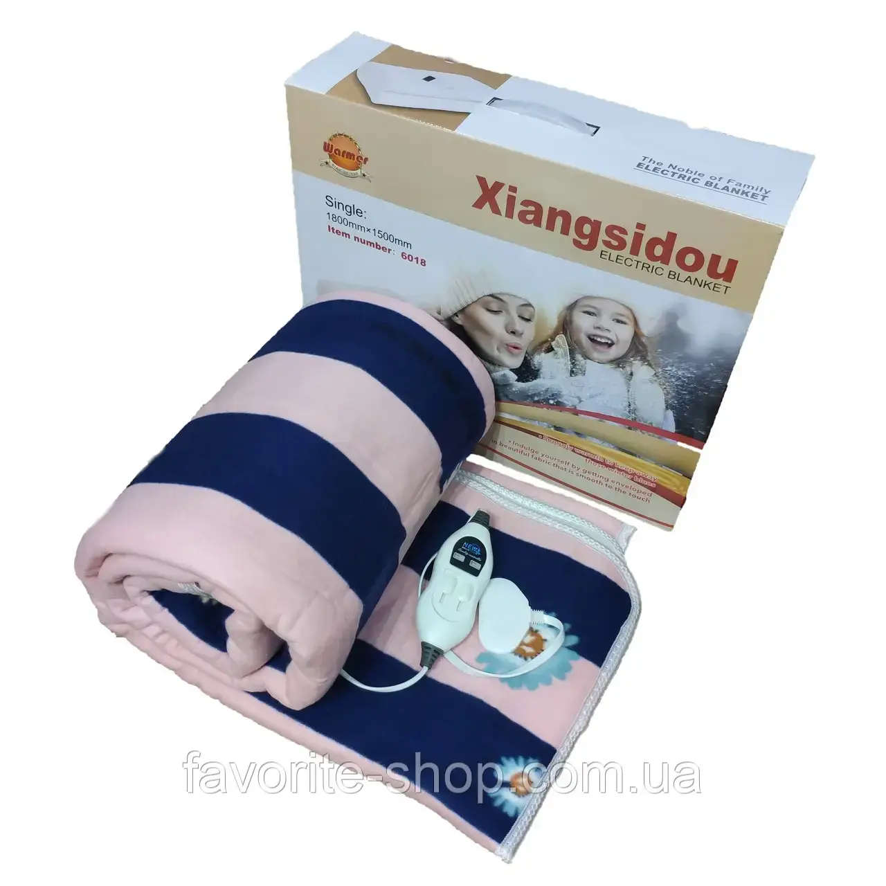 Велюрова електропростирадло 180х150 XIA 6018 (двохзонне), фото 1