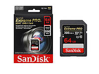 Карта памяти SanDisk 64GB SDXC C10 UHS-I U3 R200/W90MB/s Extreme Pro флеш-карта сандиск