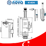 Комплект дворівневої арматури 3/6 л з клапаном бокової подачі води 1/2" NOVA 4140N, фото 2