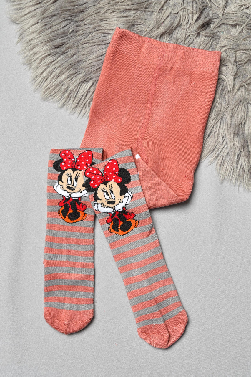 Колготи дитячі махрові для дівчинки теракотового кольору з малюнком р.128-140 191548M, фото 1