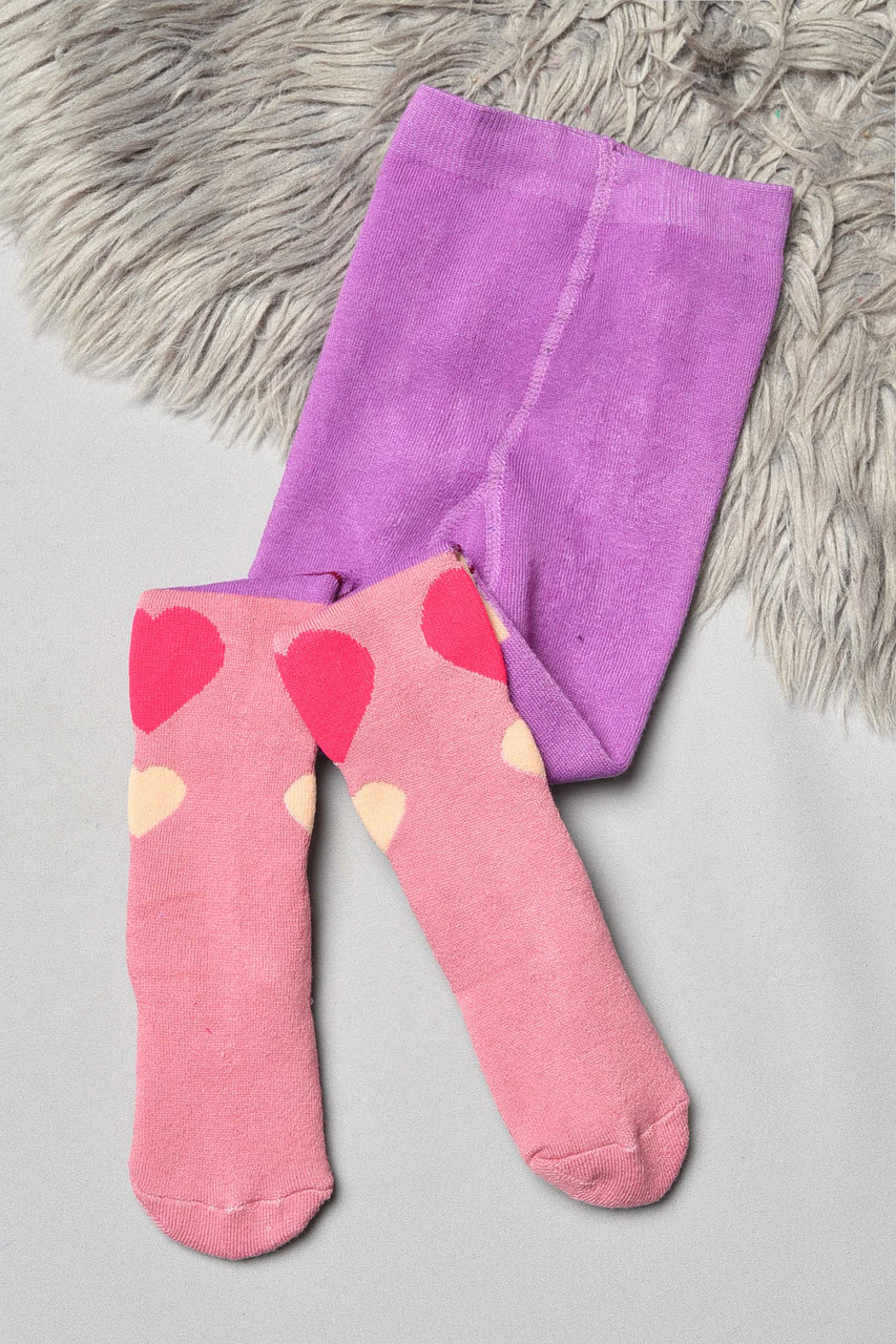 Колготи дитячі махрові для дівчинки бузкового кольору з малюнком р.104-116 191642M, фото 1