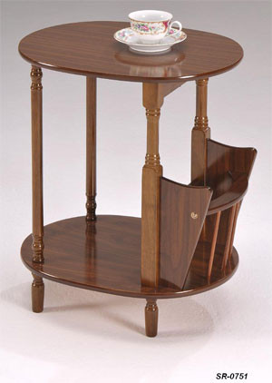 Кавовий столик SR-0751, дерев'яний кавовий столик з газетницею, горіх