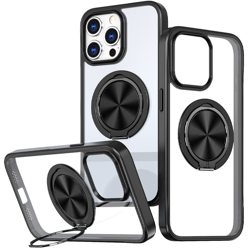 TPU+PC чохол Metal Ring with MagSafe для Apple iPhone 15 Pro Max (6.7") Чорний