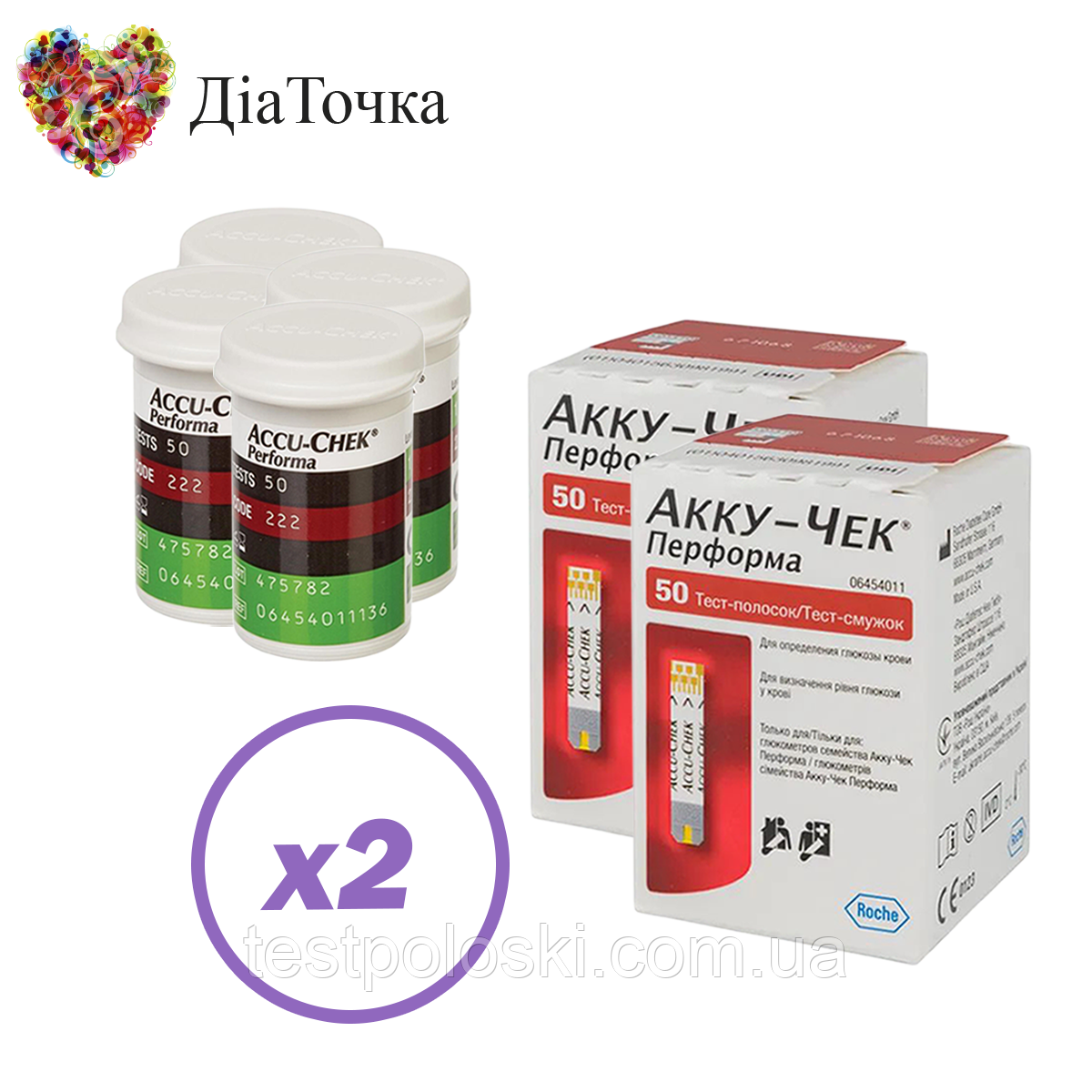Тест-смужки Акку-Чек Перформа (Accu-Chek Performa) 200 шт. в 4 флакони по 50 шт. в пакованні