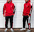 Модний чоловічий спортивний костюм Adidas теплий трикотажний на флісі з капюшоном, хакі, червоний, чорний, синій, фото 7