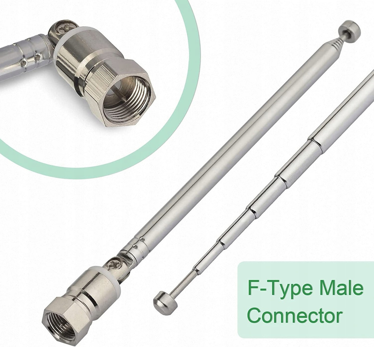 Антена телескопічна металева монтажна із F штекером, фото 1