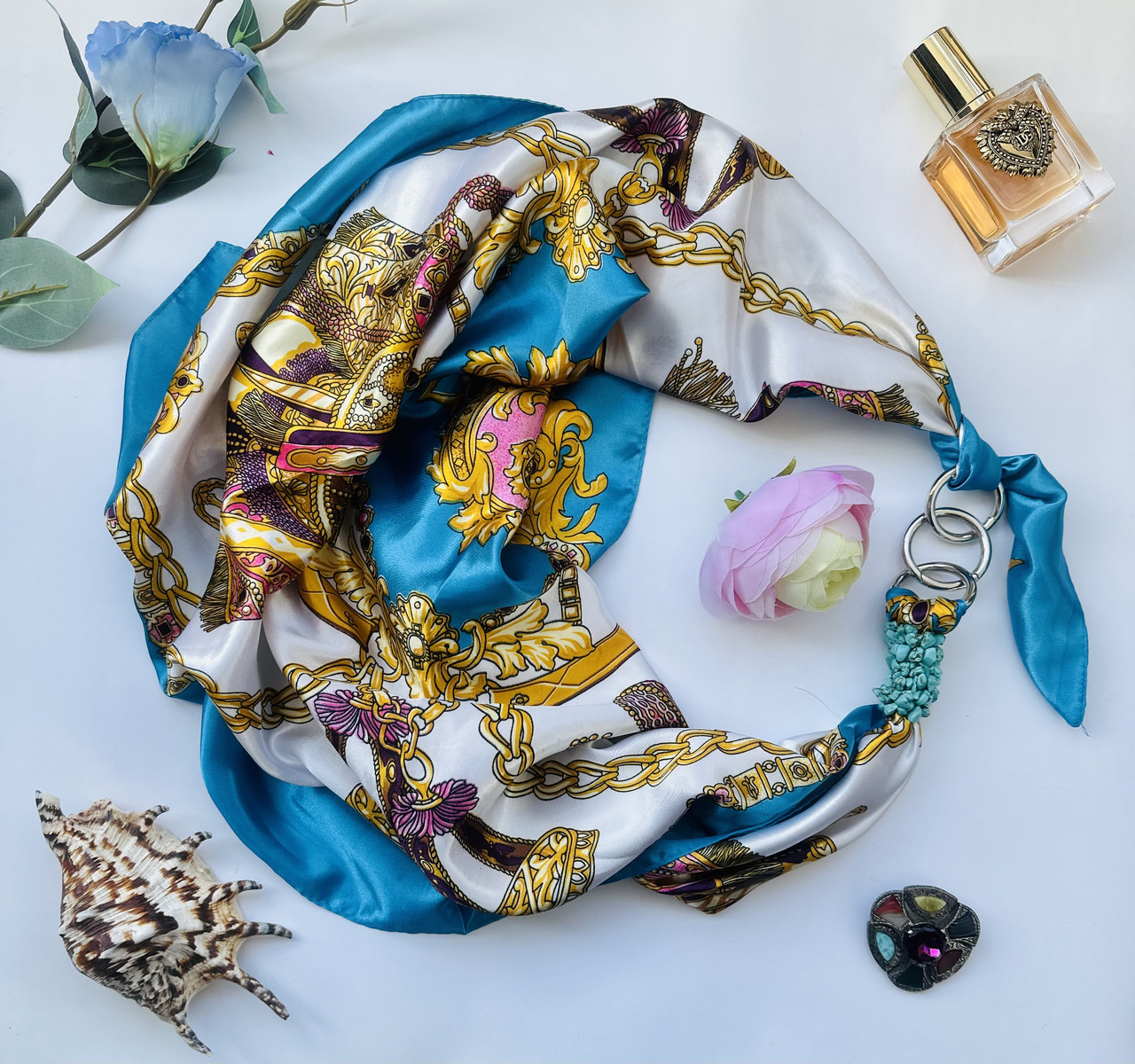 Дизайнерська хустка "Морський вояж" від бренда My Scarf, подарунок жінці