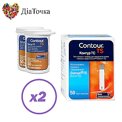 Тест-смужки Contour TS 100 шт. в 2 флаконах по 50 шт в упаковці